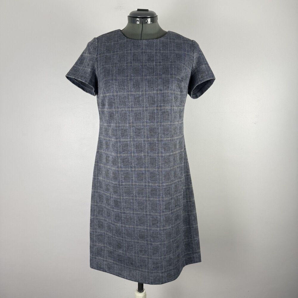 Calvin Klein Plaid Sheath Dress Academia Minimalist Preppy Workwear